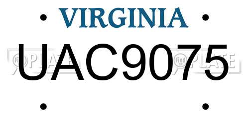 UAC9075 Virginia License Plate