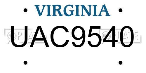 UAC9540 Virginia License Plate