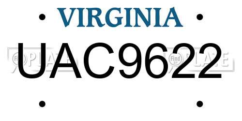 UAC9622 Virginia License Plate