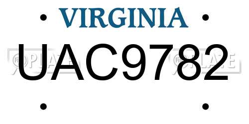 UAC9782 Virginia License Plate