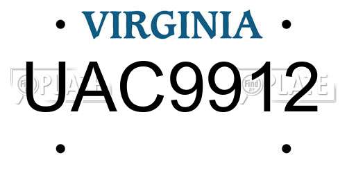 UAC9912 Virginia License Plate