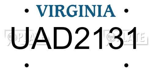 UAD2131 Virginia License Plate