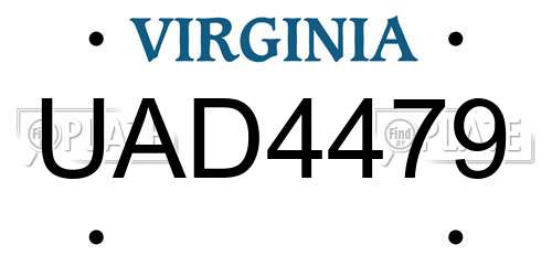UAD4479 Virginia License Plate