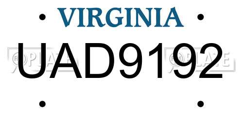 UAD9192 Virginia License Plate