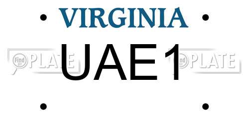 UAE1 Virginia License Plate
