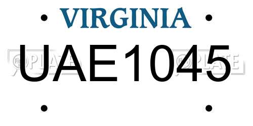 UAE1045 Virginia License Plate