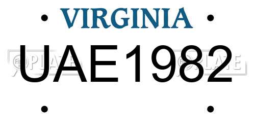 UAE1982 Virginia License Plate