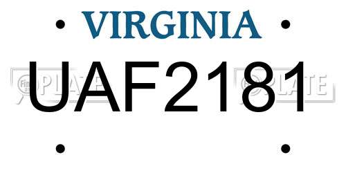 UAF2181 Virginia License Plate