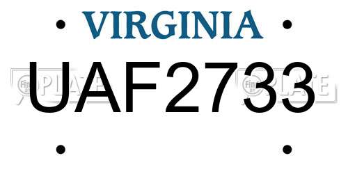 UAF2733 Virginia License Plate
