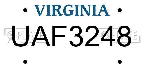 UAF3248 Virginia License Plate