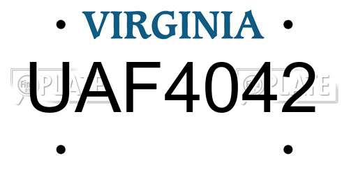 UAF4042 Virginia License Plate
