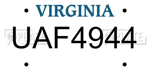 UAF4944 Virginia License Plate