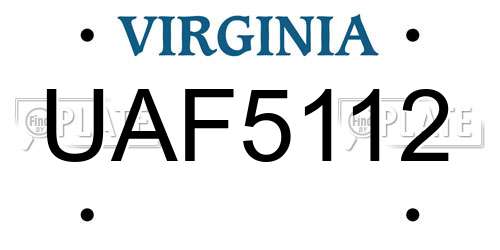 UAF5112 Virginia License Plate