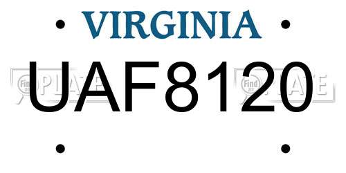 UAF8120 Virginia License Plate