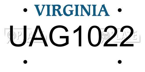 UAG1022 Virginia License Plate