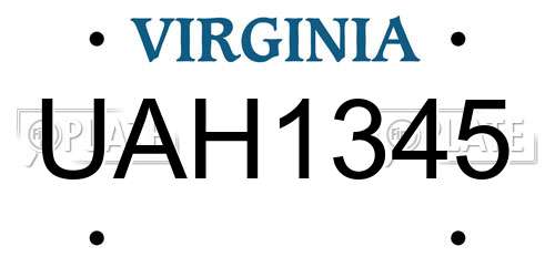 UAH1345 Virginia License Plate