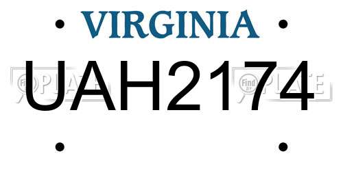 UAH2174 Virginia License Plate