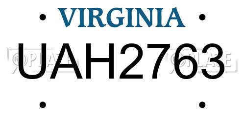 UAH2763 Virginia License Plate