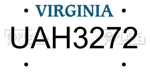 UAH3272 Virginia License Plate