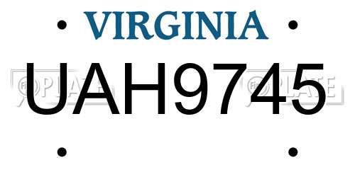 UAH9745 Virginia License Plate