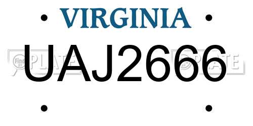 UAJ2666 Virginia License Plate