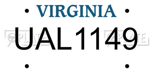UAL1149 Virginia License Plate