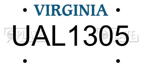 UAL1305 Virginia License Plate