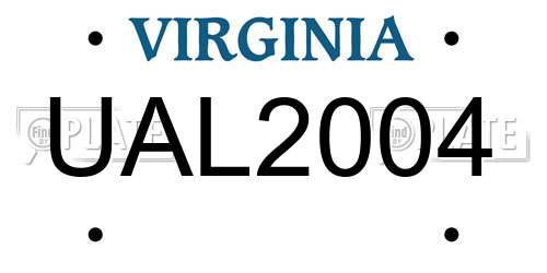 UAL2004 Virginia License Plate