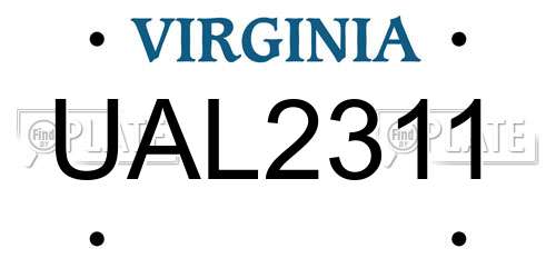 UAL2311 Virginia License Plate