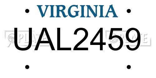UAL2459 Virginia License Plate