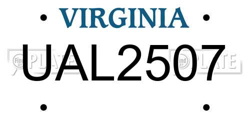 UAL2507 Virginia License Plate