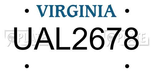 UAL2678 Virginia License Plate