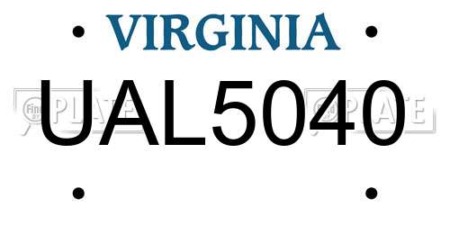 UAL5040 Virginia License Plate