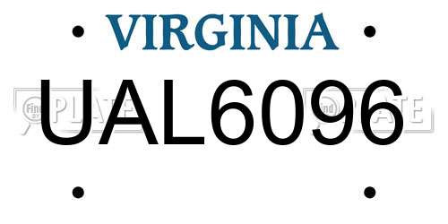 UAL6096 Virginia License Plate