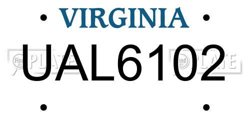UAL6102 Virginia License Plate