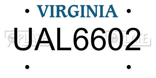 UAL6602 Virginia License Plate