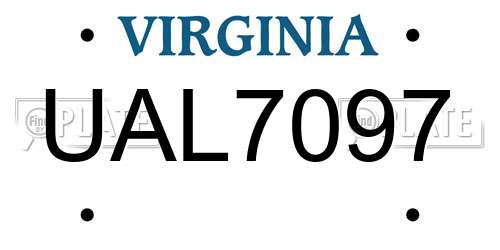 UAL7097 Virginia License Plate