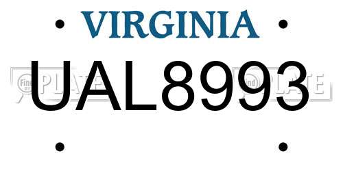 UAL8993 Virginia License Plate
