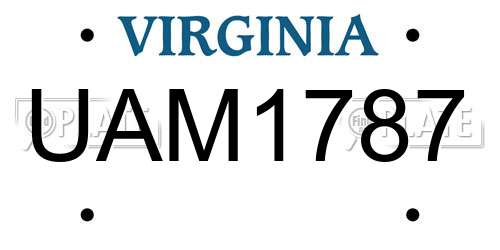UAM1787 Virginia License Plate