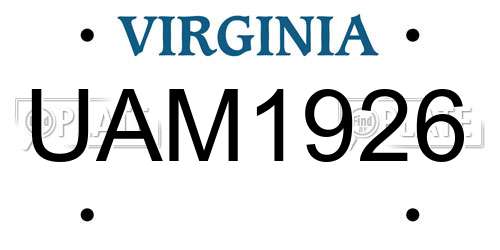 UAM1926 Virginia License Plate