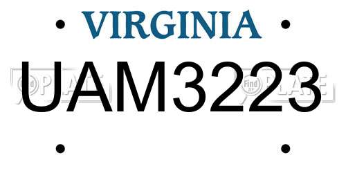 UAM3223 Virginia License Plate