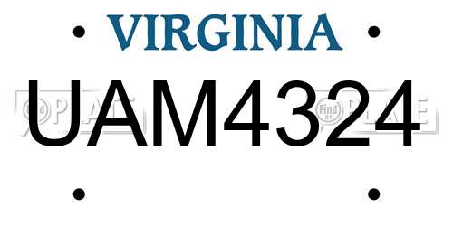 UAM4324 Virginia License Plate