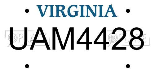 UAM4428 Virginia License Plate