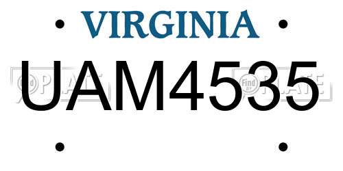UAM4535 Virginia License Plate