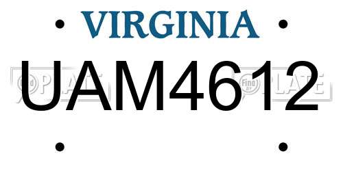 UAM4612 Virginia License Plate