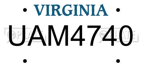 UAM4740 Virginia License Plate