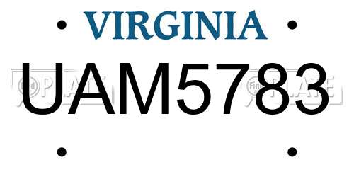 UAM5783 Virginia License Plate