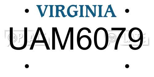 UAM6079 Virginia License Plate