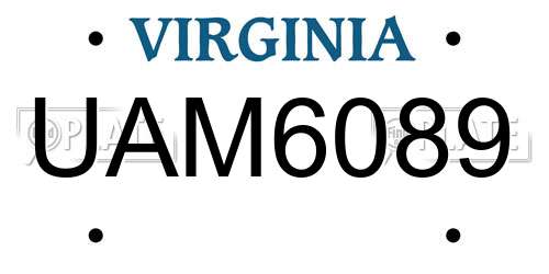 UAM6089 Virginia License Plate