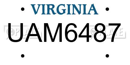 UAM6487 Virginia License Plate